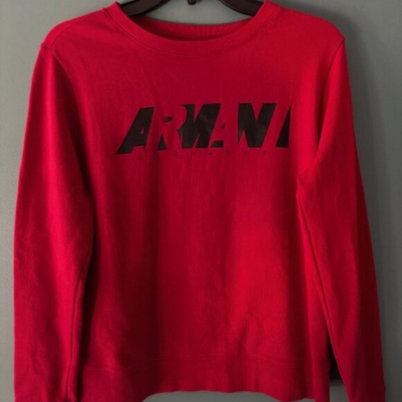 A/X Armani Exchange L Red Long Sleeve Sweatshirt Streetwear Athleisure Logo Rib - Picture 1 of 5